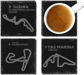 Formule 1 Circuit onderzetters- verschillende racebanen - Suzuka - Zandvoort - Yas marina - montreal