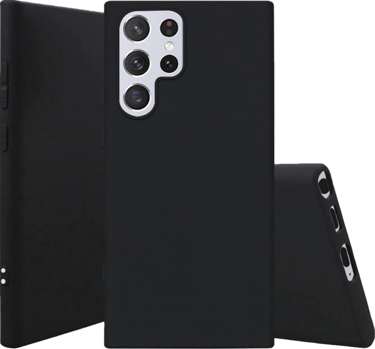 Flexibele achterkant Silicone hoesje Zwart Geschikt voor: Samsung Galaxy S22 Ultra