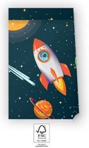 Uitdeelzakjes - Space - Ruimte - Raket - 4 stuks - 22x13,5cm - Cadeauzakjes - Papieren zakjes - Kinderfeestje