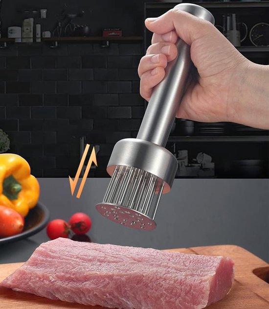 Attendrisseur à Viande En Acier Inoxydable - Pour Steak, Bœuf, Volaille - Neuf