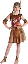 LUCIDA - Bruine en kleurrijke indiaan outfit met hoofdband voor meisjes - S 110/122 (4-6 jaar)