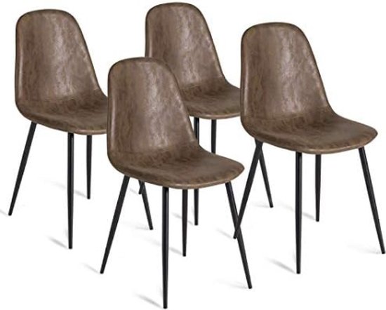 Eetkamerstoel Bruin PU-Leder – Mid-Century Modern kopen