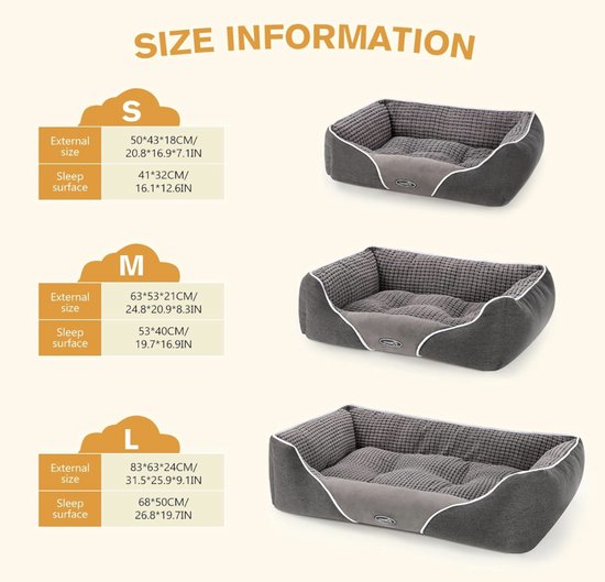 pecute Orthopedisch Hondenbed, Ergonomische Hondensofa, 76 x 58 x 18 cm, Hondenmatras met Eiervormig Traagschuim voor Honden, Wasbaar, Antislip Hondenmand pecute Orthopedisch Hondenbed, Ergonomische Hondensofa, 76 x 58 x 18 cm, Hondenmatras met Eiervormig Traagschuim voor Honden, Wasbaar, Antislip Hondenmand