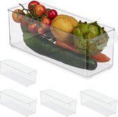 Relaxdays 5x koelkast organizer - smal - opbergbakje - groente - transparant - kunststof