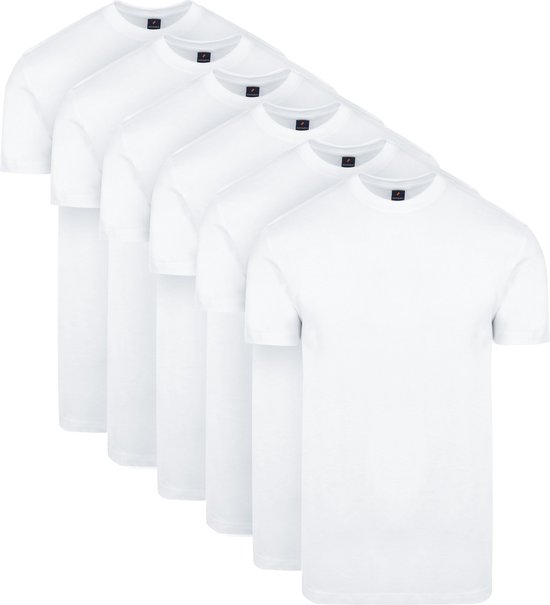 Adapté - T-Shirt Obra Col Rond Haut Wit 6-Pack - Homme - Taille XL - Coupe Regular