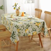Tafelkleed rechthoekig, citroenen, geel, afwasbaar, pvc, waterdicht, oliebestendig, onderhoudsvriendelijk, tafelkleed voor keuken en feest, 140 x 180 cm