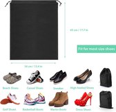 10-delige schoenenzak, waterafstotende schoentas, stofdichte schoenenzak, stoffen tas met trekkoord, reis-opbergtas, organizer voor reizen thuis, 35 x 45 cm, zwart, A, schoenentas