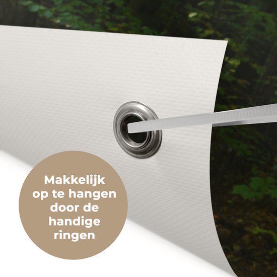 Tuinposter 120x80 cm - Tuindecoratie Lente - Bos - Boom - Poster voor in de tuin - Buiten decoratie - Schutting tuinschilderij - Tuindoek muurdecoratie - Wanddecoratie balkondoek