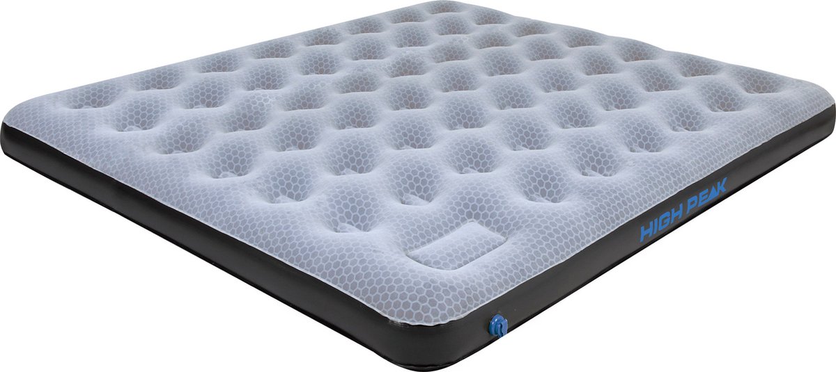 High Peak King Comfort Plus Luchtbed - 2-Persoons - Grijs-Blauw - ingebouwde voetpomp