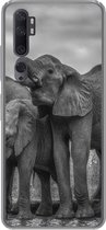 Geschikt voor Xiaomi Mi Note 10 Pro hoesje - Olifant - Dieren - Water - Zwart wit - Siliconen Telefoonhoesje