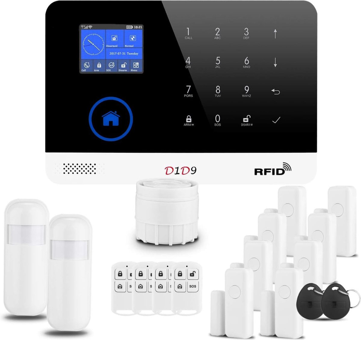 Alarmsysteem - All-in-One Draadloos Huisbeveiligingssysteem met GSM, Wifi en RFID - Do It Yourself (DIY) voor Anti-Inbraak Bescherming