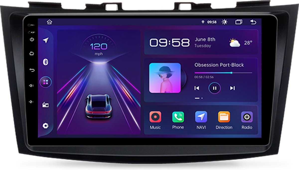 Suzuki Swift 2011-2017 Android 12 Navigatie En Multimediasysteem 1GB RAM 16GB ROM