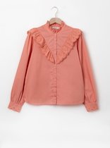 Sissy-Boy - Oranje poplin blouse met broderie anglaise