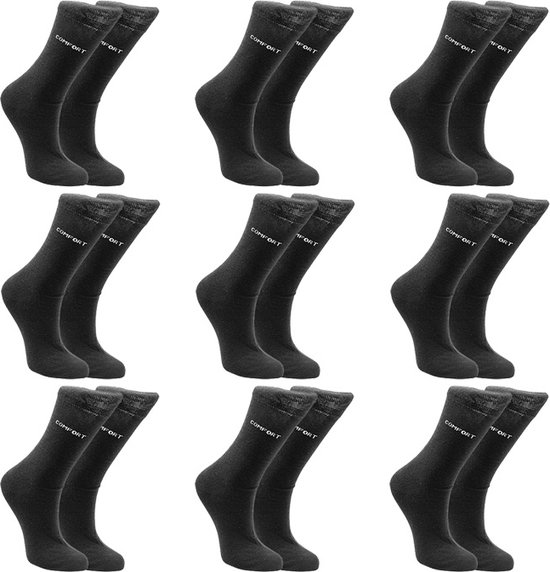Naft Comfort sokken | Zwarte dames sokken | 9 paar | Maat: 35-38