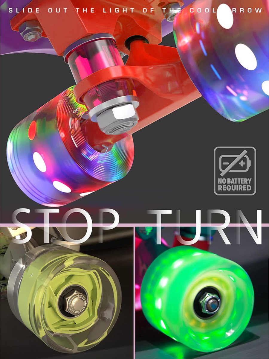 Suotu Skateboard - Skateboard Jongens - Wielen met LED-verlichting - ABEC-9 - Tot 50 kg - Skateboard Meisjes - Skateboard Volwassenen - Blauw - Cadeau — afbeelding 3