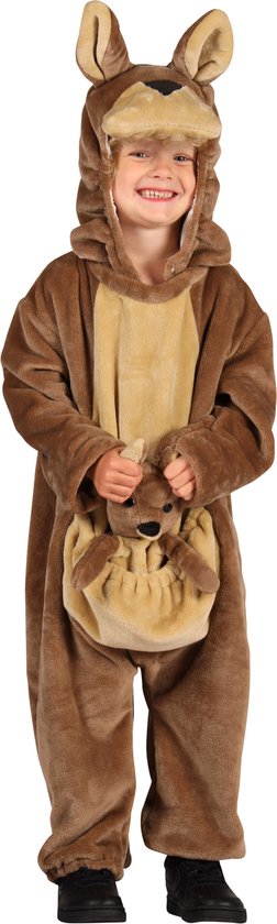 Dieren Kostuum Kangeroe Kinderen - Pluche - Dieren Onesie - Carnaval - Verkleedkleren Kinderen - Bruin - Maat 104