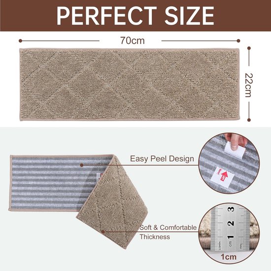 COSY HOMEER Trapmatten, zelfklevend, stijlvol patroon, machinewasbaar, 100% polyester, TPE-rug, bloemenranken, 70 x 22 cm, 15 stuks