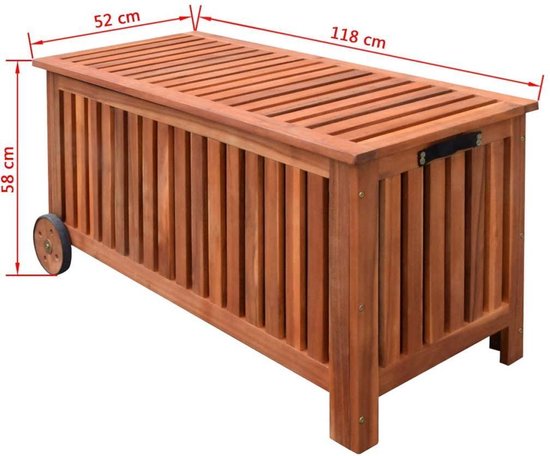 Alternatief voorstel voorspelling varkensvlees Tuin Kussenbox Bruin Hout 118x52x58cm - Tuinbox - Opbergebox Tuin -  Loungekussen box -... | bol.com