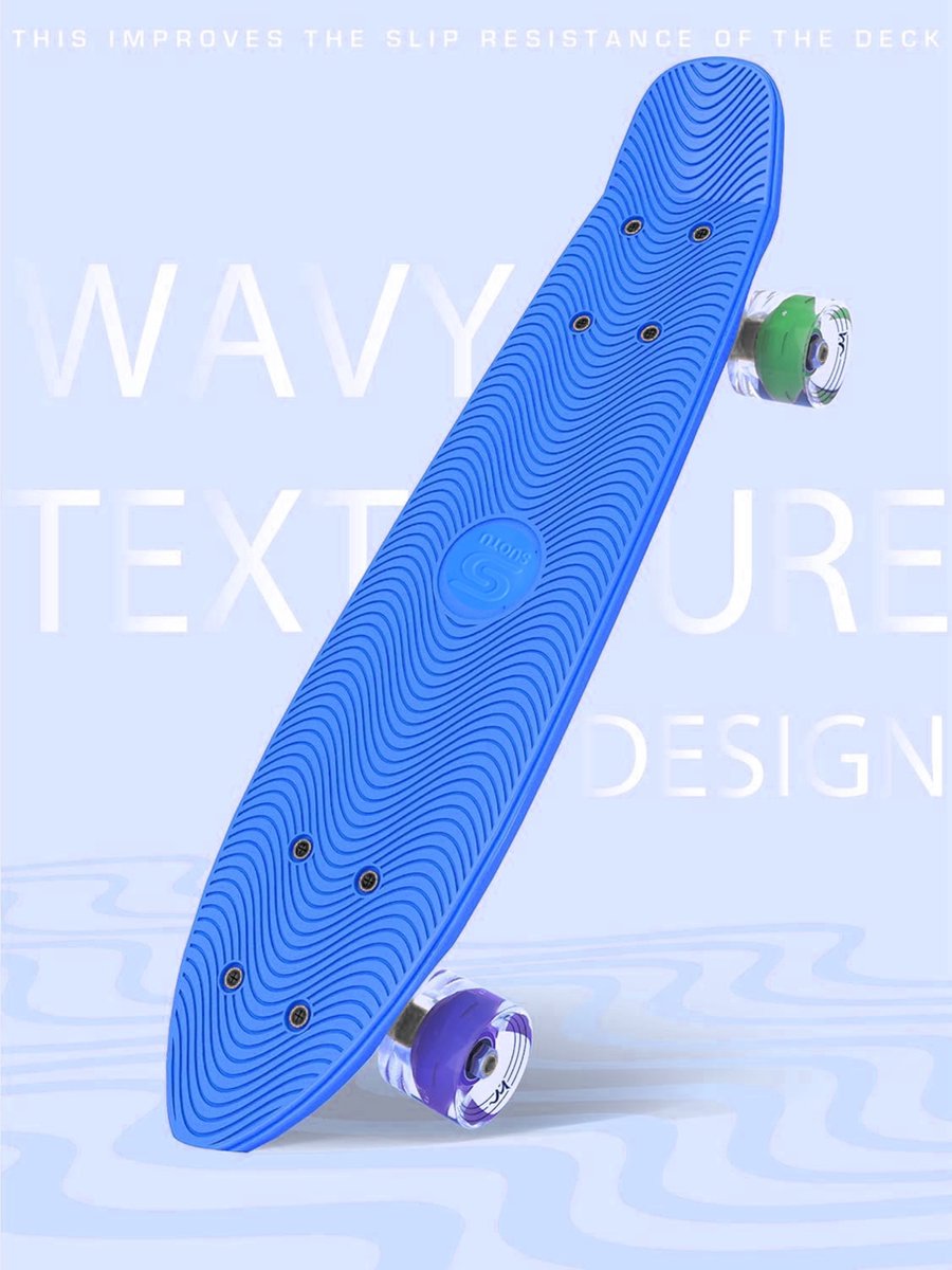 Suotu Skateboard - Skateboard Jongens - Wielen met LED-verlichting - ABEC-9 - Tot 50 kg - Skateboard Meisjes - Skateboard Volwassenen - Blauw - Cadeau — afbeelding 6