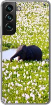Telefoonhoesje Geschikt voor Samsung Galaxy S22 hoesje - Olifant - Water - Planten - Groen - Natuur - Dieren - Siliconen Telefoonhoesje