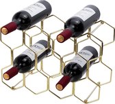 Wijnrek, stapelbaar, metaal, wijnrek, kleinmetaal, stapelbaar, 14 flessen, wijnrek, klein, modern met 3 niveaus, wijnrek voor tafel, kast en kelder