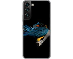 Telefoonhoesje Geschikt voor Samsung Galaxy S22 Plus hoesje - Vogel - Veren - Tak - Zwart - Siliconen Telefoonhoesje Telefoonhoesje