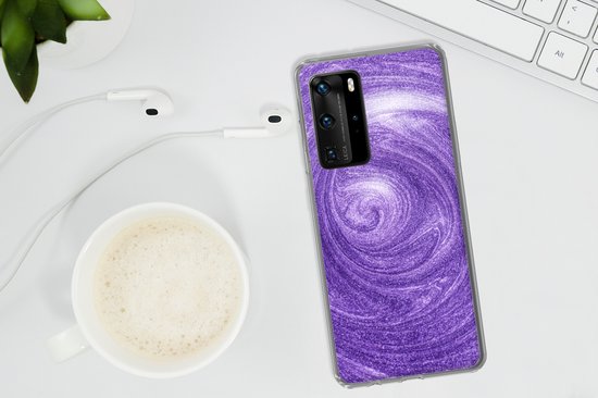 Coque Huawei P40 Pro - Texture pailletée violette dans un tourbillon - Coque de téléphone en Siliconen