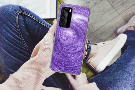 Coque Huawei P40 Pro - Texture pailletée violette dans un tourbillon - Coque de téléphone en Siliconen