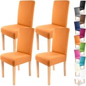 Charles Stretch-stoelhoes, verkrijgbaar in verschillende kleuren voor ronde en hoekige stoelleuningen, met een bi-elastische pasvorm. Getest volgens de Oeko-Tex Standaard 100 'vertrouwen in textiel'. Kleur: oranje. Set van 4 stuks.