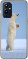 Geschikt voor OnePlus 9 hoesje - IJsbeer - Grappig - Sneeuw - Kinderen - Jongens - Meisjes - Kind - Siliconen Telefoonhoesje