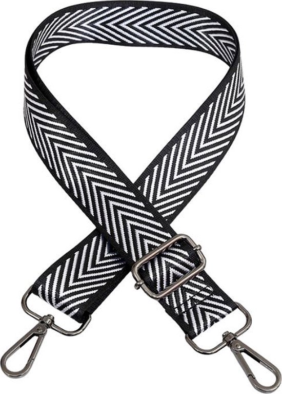 Schouderriem Arrows Zwart/Wit - bag strap - metaal - met gespen - verstelbaar - afneembare schouderriem - tassenriem