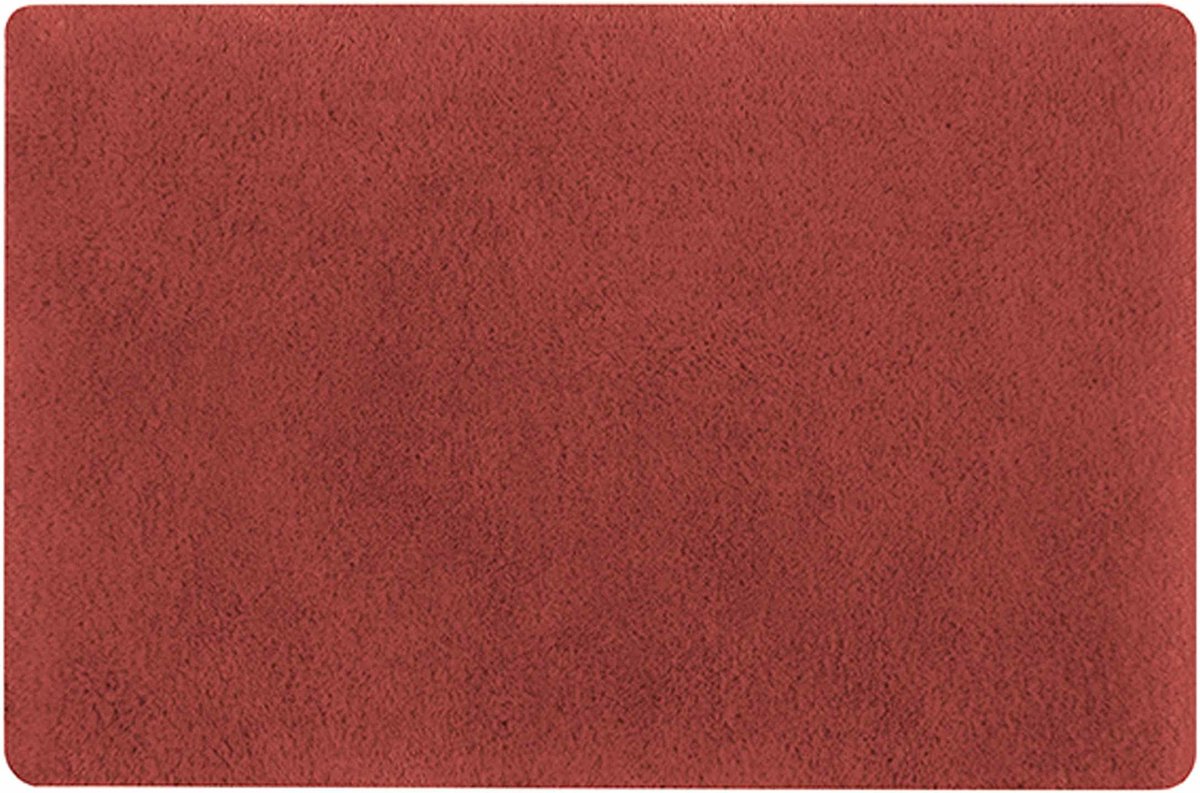 Spirella badkamer vloer kleedje/badmat tapijt - Supersoft - hoogpolig luxe uitvoering - terracotta - 50 x 80 cm - Microfiber - Anti slip - Sneldrogend