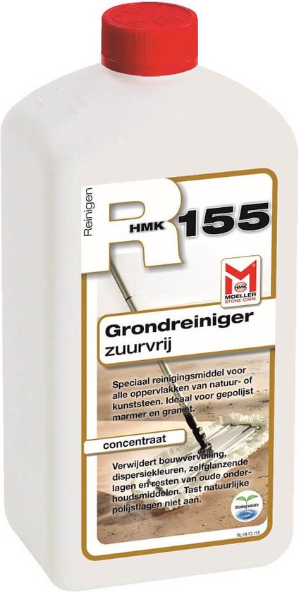 HMK R155 grondreiniger zuurvrij, speciale reiniger voor alle oppervlakken van natuursteen, ideaal voor gepolijst marmer en graniet.