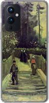 Geschikt voor OnePlus 9 hoesje - Hellend pad in Montmartre - Vincent van Gogh - Siliconen Telefoonhoesje