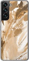 Geschikt voor Samsung Galaxy S22 hoesje - Verf - Goud - Beige - Siliconen Telefoonhoesje