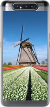 Samsung Galaxy A80 hoesje - Molen tussen de tulpen in Nederland - Siliconen Telefoonhoesje