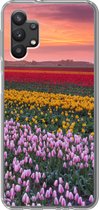 Geschikt voor Samsung Galaxy A32 5G hoesje - Paarse tulpen in Nederland - Siliconen Telefoonhoesje