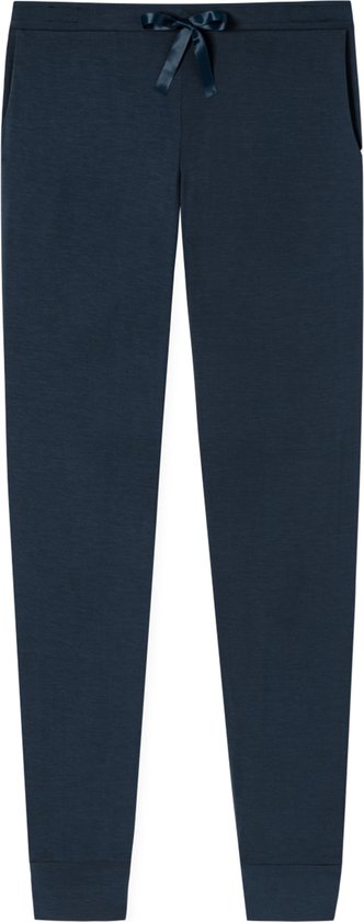 SCHIESSER Mix+Relax loungebroek lang - dames loungebroek lang modal boordjes blauw - Maat: 40