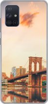 Geschikt voor Samsung Galaxy A51 hoesje - New York - Brooklyn - Bridge - Zonsondergang - Siliconen Telefoonhoesje