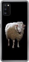 Geschikt voor Samsung Galaxy A41 hoesje - Schaap - Boerderijdieren - Zwart - Siliconen Telefoonhoesje