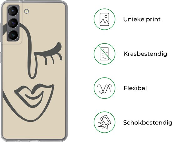 Coque Samsung Galaxy S21 - Femme - Visage - Art - Siliconen