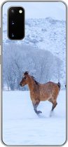 Geschikt voor Samsung Galaxy S20 hoesje - Paarden - Sneeuw - Winter - Siliconen Telefoonhoesje
