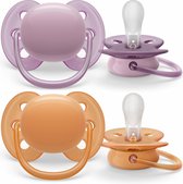 Philips Avent Ultra Soft Fopspeen - 6 tot 18 Maanden - 2 Speentjes - Roze/Oranje - SCF091/33