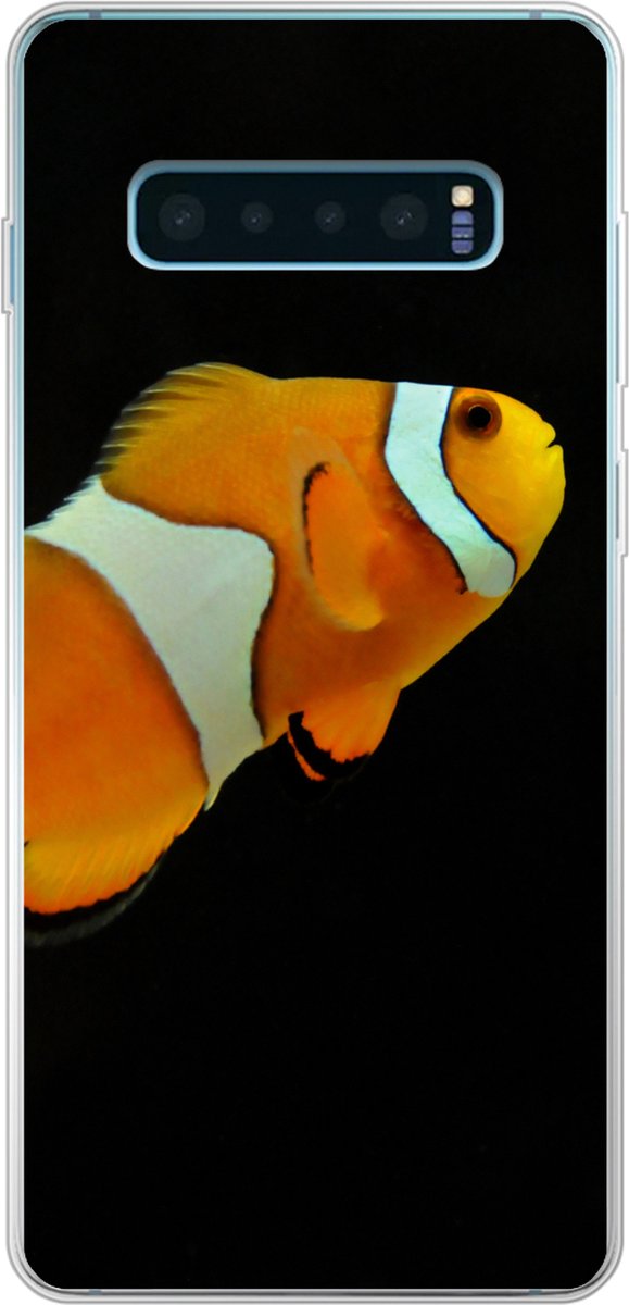 Telefoonhoesje Geschikt voor Samsung Galaxy S10 Plus hoesje - Vis - Lijn - Zwart - Siliconen Telefoonhoesje Telefoonhoesje