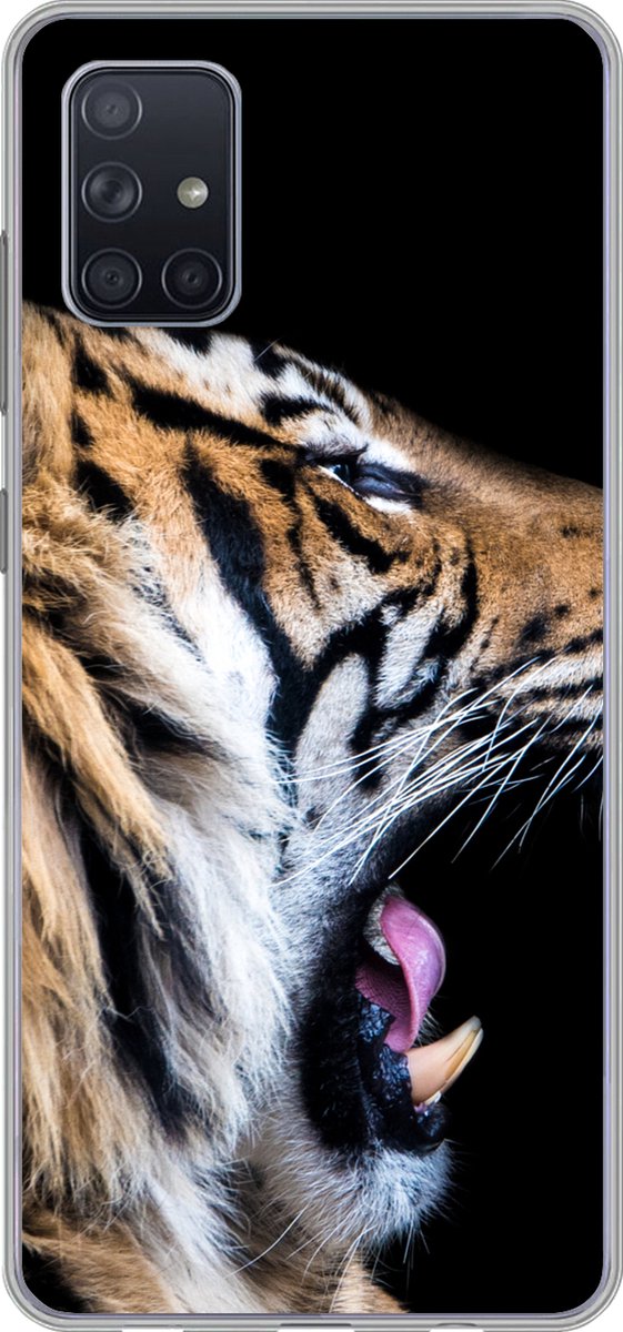 Telefoonhoesje Geschikt voor Samsung Galaxy A71 hoesje - Tijger - Dieren - Portret - Siliconen Telefoonhoesje Telefoonhoesje