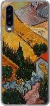 Telefoonhoesje Geschikt voor Huawei P30 hoesje - Landschap met een huis en een ploeger - Vincent van Gogh - Siliconen Telefoonhoesje