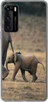 Coque Huawei P40 - Enfant courant après sa mère éléphant - Coque de téléphone en Siliconen