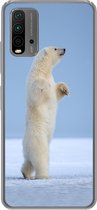 Geschikt voor Xiaomi Redmi 9T hoesje - IJsbeer - Grappig - Sneeuw - Kinderen - Jongens - Meisjes - Kind - Siliconen Telefoonhoesje