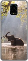Geschikt voor Xiaomi Redmi Note 10 Lite hoesje - Olifant - Water - Dieren - Bomen - Zon - Siliconen Telefoonhoesje