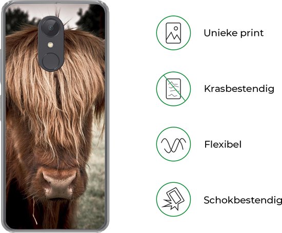 Coque de téléphone compatible avec Xiaomi et Redmi 5 - Motif écossais Highlander - Arbre - Herbe - Coque en Siliconen